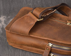 Vintage Brown Leather Men's Chest Bag One Shoulder Backpack Sling Bag For Men - iwalletsmen