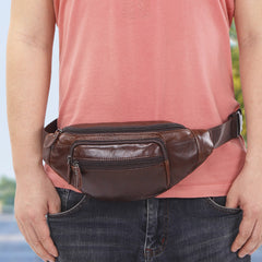 Vintage Leather Brown Men's Fanny Pack Chest Bag Waist Bag For Men - iwalletsmen