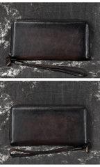 Handmade Leather Men's Zipper Long Wallet Clutch Wallet Wristlet Wallet For Men - iwalletsmen