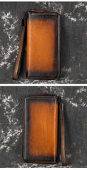 Handmade Leather Men's Zipper Long Wallet Clutch Wallet Wristlet Wallet For Men - iwalletsmen