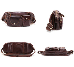 Vintage Brown Leather Men's Fanny Pack Hip Pack Chest Bag Sling Crossbody Bag For Men - iwalletsmen