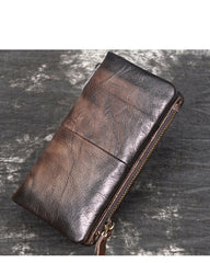 Blue Leather Men's Biker Chain Wallet Cool Trifold Biker Long Wallet with Chain For Men