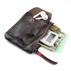 Vintage Brown Leather Men's Coin Wallet Black Small billfold Wallet For Men - iwalletsmen