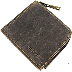 men's slim wallets​ Handmade Leather Wallet with Zipper Mens Slim Leather Wallet Front Pocket Mens Wallet
