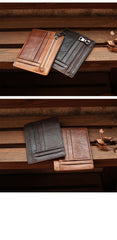 Ultra Thin Leather Mens Front Pocket Wallet Slim billfold Wallet License Small Wallet For Men - iwalletsmen
