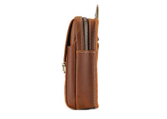 Cool Brown Leather Mens Belt Case Belt Pouch Mini Waist Pouch Belt Bags For Men - iwalletsmen