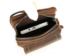 Cool Brown Leather Mens Belt Case Belt Pouch Mini Waist Pouch Belt Bags For Men - iwalletsmen