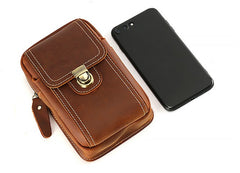 Cool Brown Leather Mens Belt Case Belt Pouch Mini Waist Pouch Belt Bags For Men - iwalletsmen
