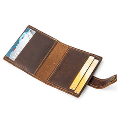 VINTAGE BROWN LEATHER MEN'S FRONT POCKET WALLETs Dark Brown SLIM CARD billfold WALLET SMALL WALLET FOR MEN - iwalletsmen