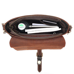 Vintage Coffee Leather Mens Side Bag Vertical Messenger BAG School Courier Bag FOR MEN