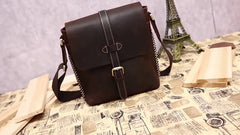 Vintage Coffee Leather Mens Side Bag Vertical Messenger BAG School Courier Bag FOR MEN
