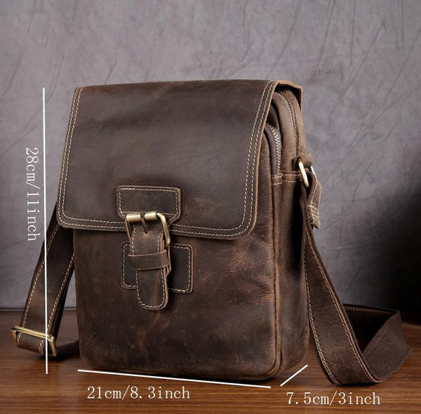 Vintage Leather Small Messenger Bag Shoulder Bag For Men - iwalletsmen
