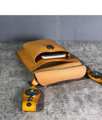 Cool Tan LEATHER MEN'S Small Messenger Bag Waist BAG Belt pouch Green Belt Bag FOR MEN - iwalletsmen