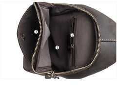 Black Leather Sling Backpack Mens Sling Pack Coffee Leather Sling Bag For Men - iwalletsmen