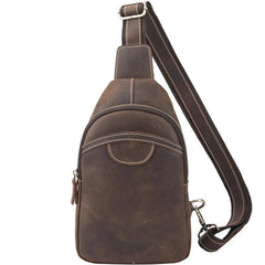 Black Leather Sling Backpack Mens Sling Pack Coffee Leather Sling Bag For Men - iwalletsmen