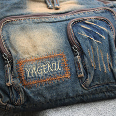 Vintage Denim Blue Mens Casual Side Bag Messenger Bag Jean Blue Postman Bags Courier Bag For Men - iwalletsmen