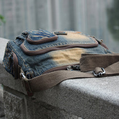 Vintage Denim Blue Mens Casual Side Bag Messenger Bag Jean Blue Postman Bags Courier Bag For Men - iwalletsmen