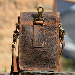 Vintage Brown LEATHER MEN Belt Pouch Phone Belt Bag Waist BAG Mini Side Bag FOR MEN