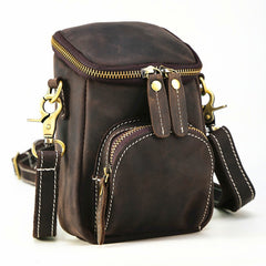 Vintage Brown Leather Mens Belt Bag Mini Shoulder Bag Waist Pouch Side Bags For Men