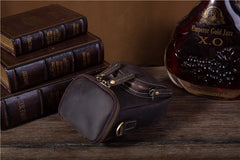 Brown Leather Mens Belt Bag Mini Shoulder Bag Vintage Waist Pouch Side Bags For Men