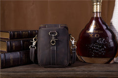 Black Coffee Leather Mens Belt Bag Mini Shoulder Bag Vintage Waist Pouch Side Bags For Men