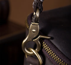 Vintage Black Leather Mens Belt Bag Mini Shoulder Bag Waist Pouch Side Bags For Men