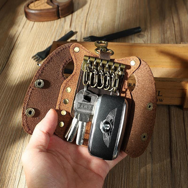Vintage Brown Leather Mens Key Wallet Car Key Holders with Belt Clip for Men - iwalletsmen