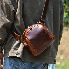Vintage Black Small Leather Messenger Bag Men's Side Bag Around Phone Bag Courier Bag For Men