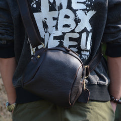 Vintage Brown Small Leather Messenger Bag Men's Side Bag Around Phone Bag Courier Bag For Men