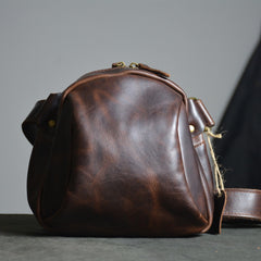 Vintage Brown Small Leather Messenger Bag Men's Side Bag Around Phone Bag Courier Bag For Men