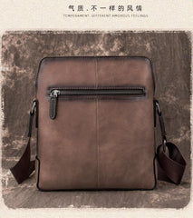 Vintage Coffee LEATHER MEN'S Small Side bag Brown Vertical Phone Bag MESSENGER BAG Courier Bag FOR MEN - iwalletsmen