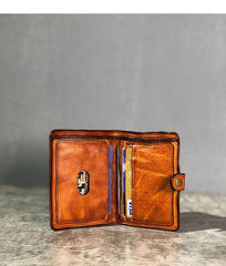 Vintage Handmade Black Leather Mens billfold Leather Wallet Men Tan Bifold Small Wallets for Men - iwalletsmen
