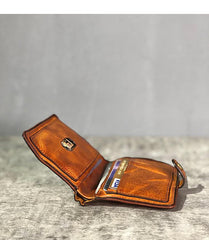 Vintage Handmade Black Leather Mens billfold Leather Wallet Men Tan Bifold Small Wallets for Men - iwalletsmen