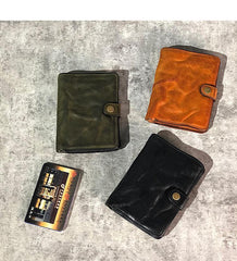 Vintage Handmade Black Leather Mens billfold Leather Wallet Men Tan Bifold Small Wallets for Men - iwalletsmen