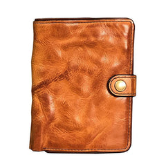Vintage Handmade Black Leather Mens billfold Leather Wallet Men Tan Bifold Small Wallets for Men - iwalletsmen
