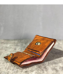 Vintage Handmade Black Leather Mens billfold Leather Wallet Men Tan Bifold Small Wallets for Men - iwalletsmen