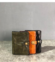 Vintage Handmade Black Leather Mens billfold Leather Wallet Men Tan Bifold Small Wallets for Men - iwalletsmen