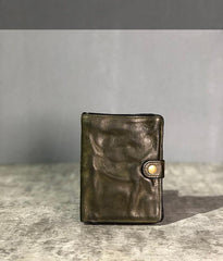 Vintage Handmade Black Leather Mens billfold Leather Wallet Men Tan Bifold Small Wallets for Men - iwalletsmen