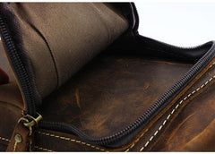Vintage Large Leather Mens Sling Bag Brown Sling Pack Sling Backpack for Men - iwalletsmen