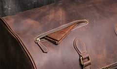 Vintage Large Duffle Bag Coffee Leather Mens Large Weekender Bag Travel Bag