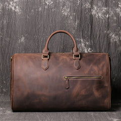 Vintage Large Duffle Bag Coffee Leather Mens Large Weekender Bag Travel Bag