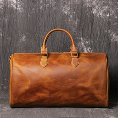 Vintage Large Duffle Bag Coffee Leather Mens Large Weekender Bag Travel Bag