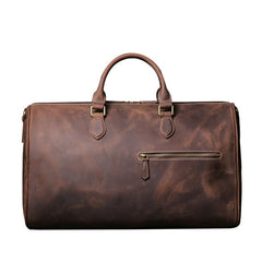 Vintage Large Duffle Bag Coffee Leather Mens Large Weekender Bag Travel Bag