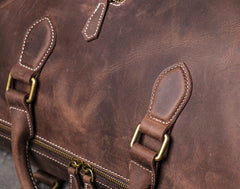 Vintage Large Duffle Bag Coffee Leather Mens Large Weekender Bag Travel Bag