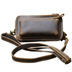 Vintage Leather Belt Pouch Men's Brown Phone Shoulder Bag Chest Bag Phone Sling Bag For Men