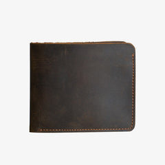 Vintage Leather Billfold Wallet for Men Brown Trifold Wallet Leather Small Wallet For Men
