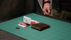 Vintage Leather Billfold Wallet for Men Brown Trifold Wallet Leather Small Wallet For Men