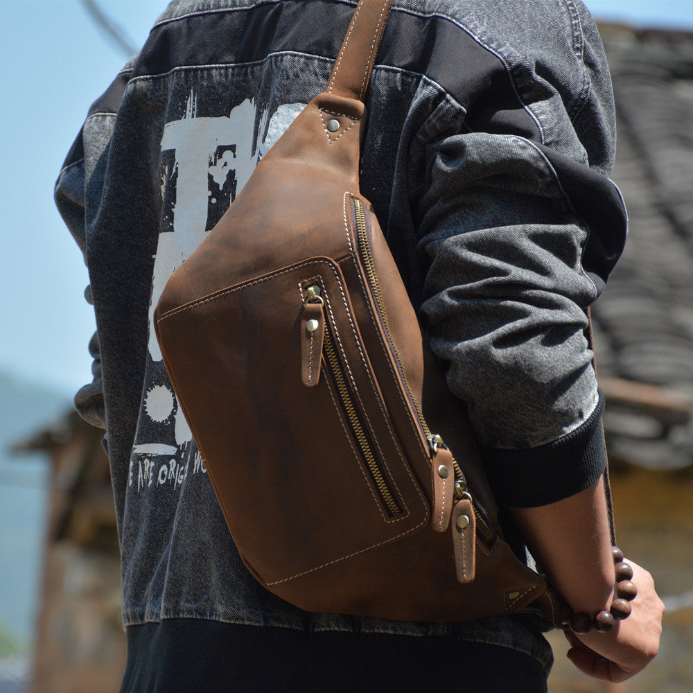 Handmade leather hip bag - waist bag with real gem stone and hook clos –  The Shanti Home