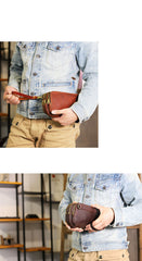 Vintage Leather Mens Clutch Cool Handmade Wallet Triple Zippers Clutch Wristlet Wallet for Men - iwalletsmen