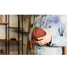 Vintage Leather Mens Clutch Cool Handmade Wallet Triple Zippers Clutch Wristlet Wallet for Men - iwalletsmen